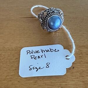 Robert Manse 925 Sterling Silver 18k Gold Accents Blue Mabe Pearl Ring Size 8